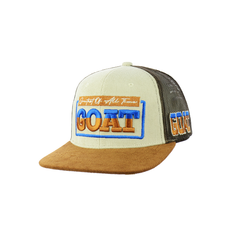 GOAT Embroidered Snapback Hat Corduroy and Mesh Back