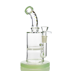 8" Water Pipe Honeycomb Shower with 14mm Male Bowl Happy Fumes Glass