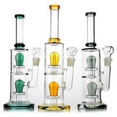 14” Water Pipe Double Dome Shower 18mm Male Bowl Included Approx 540 Grams