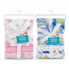 Gentle Steps Receiving Blankets 3-Pack ƒ?? 26x26" 100% Cotton, Assorted Colors
