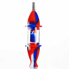 8" Silicone Nector Collector Colorful design with Perc and Titanium Nail