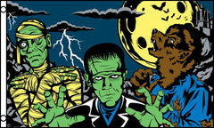 FRANKENSTEIN / MUMMY FRIGHT NIGHT halloween 3 X 5 FLAG ( sold by the piece )