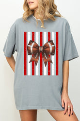 Red & White Varsity Bow Comfort Colors Adult Ring-Spun Cotton Tee
