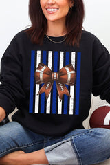 Blue & White Varsity Bow Heavy Blend Crew Sweatshirt