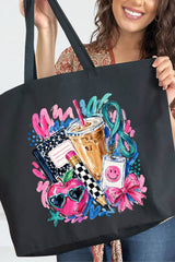 Bows, Books & Brews Canvas Jumbo Tote