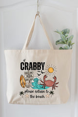 Crabby Beach Canvas Jumbo Tote