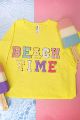 Colorful Beach Time Chenille Patch Dri-Power 50/50 Tee