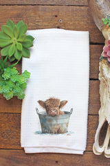 Highland Water Bucket Waffle Kitchen Towel