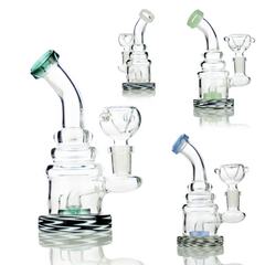 6" Wig Wag Base Water Pipe with 14mm Male Bowl