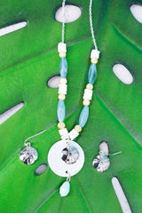SALE! Hawaii Life Sand Dollar Beaded Necklace and Earring Set