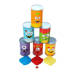 Plastic Monster Can Knock Down Game (Set includes 6 cans & 3 beanbags)