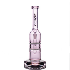 10" HAPPY FUMES GLASS Pink Straight Shooter with Double Honeycomb Perc and 14mm Male Bowl