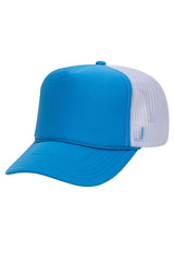 OTTO Neon Blue and White Foam Front High Crown Back Split Color Trucker Hat
