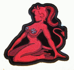 DEVIL TRUCKER CHICK EMBRODIERED PATCH (Sold by the piece)