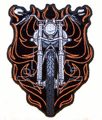 MOTORCYCLE FRONT FLAME EMBROIDERIED PATCH (Sold by the piece)