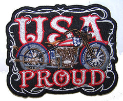 USA MOTORCYLE PROUD EMBROIDERED PATCH (sold by the piece )
