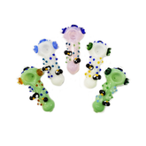 4.5" Hand Pipe Spoon Color Tube Glass with Penguins Art
