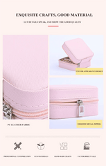 Portable Jewelry Box with Zipper -3-3/4 x 3-3/4 x 1-7/8 PU Leather
