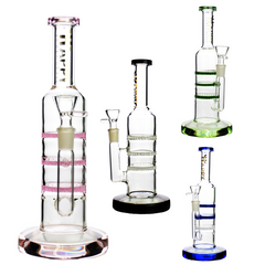 10" Tripple Honeycomb Water Pipe Happy Fumes Brand Glass