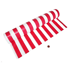 Carnival Themed Red White Striped Plastic Tablecloth Roll (100 ft long)