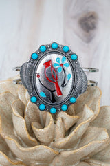 TIPI Bloom & Feathers Silvertone Hinge Bracelet