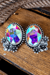 TIPI Iridescent Main Event Blooms Silvertone Earrings