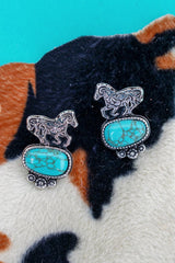 TIPI Farm Friend Horse Turquoise & Silvertone Earrings
