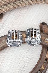 TIPI Horse Creek Buckle Silvertone Earrings