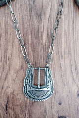 TIPI Horse Creek Buckle Silvertone Necklace