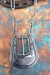 TIPI Horse Creek Falls Buckle Silvertone Necklace