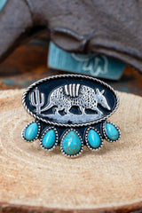 TIPI Turquoise Desert Wanderer Silvertone Armadillo Ring