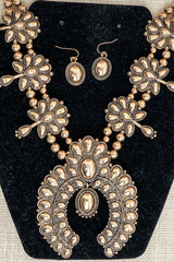 TIPI Ridgeflare Squash Blossom Goldtone Necklace and Earring Set