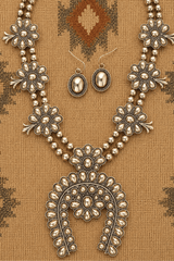 TIPI Longspur Squash Blossom Goldtone Necklace and Earring Set