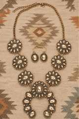 TIPI Sunridge Squash Blossom Goldtone Necklace and Earring Set