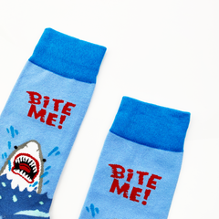 SHARK - BITE ME! Socks Fits All, 70% Cotton, 25% Spandex, 5% Elastic