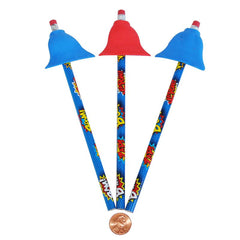 Super Hero Pencils with Cape Erasers (24 total pencils in 2 bags) 81?› each