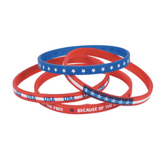 Rubber Thin Patriotic Silicone Bands (48 total bands in 2 bags) 26?› each