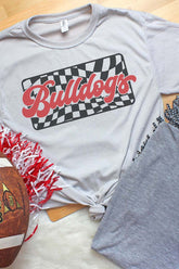Checkered Bulldogs Red Unisex Dri-Power Poly Tee