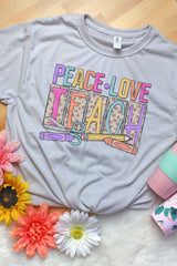 Leopard Peace Love Teach Unisex Dri-Power Poly Tee