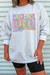 Leopard Peace Love Teach Unisex NuBlend Crew Sweatshirt