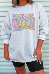 Leopard Peace Love Teach Unisex NuBlend Crew Sweatshirt