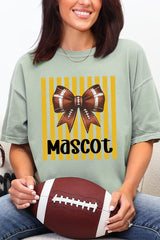Personalized Yellow Gold Varsity Bow Comfort Colors Adult Ring-Spun Cotton Tee *Enter Mascot Name