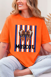 Personalized Blue & White Varsity Bow Comfort Colors Adult Ring-Spun Cotton Tee *Enter Mascot Name