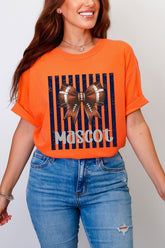 Personalized Navy Varsity Bow Comfort Colors Adult Ring-Spun Cotton Tee *Enter Mascot Name