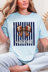 Personalized Navy Varsity Bow Comfort Colors Adult Ring-Spun Cotton Tee *Enter Mascot Name