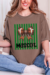 Personalized Green Varsity Bow Comfort Colors Adult Ring-Spun Cotton Tee *Enter Mascot Name