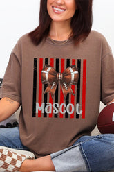 Personalized Red & Black Varsity Bow Comfort Colors Adult Ring-Spun Cotton Tee