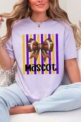 Personalized Purple & Yellow Gold Varsity Bow Comfort Colors Adult Ring-Spun Cotton Tee *Enter Mascot Name