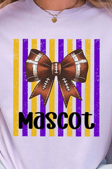 Personalized Purple & Yellow Gold Varsity Bow Comfort Colors Adult Ring-Spun Cotton Tee *Enter Mascot Name