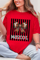 Personalized Black Varsity Bow Comfort Colors Adult Ring-Spun Cotton Tee *Enter Mascot Name